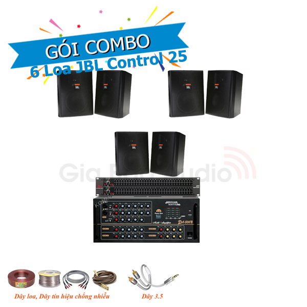 Combo lắp đặt âm thanh 6 loa treo tường JBL Control 25